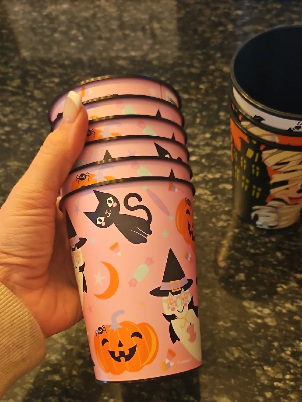 Disney Halloween Kids Plastic Cups - Pink, Black, Orange, Purple Set Of 15